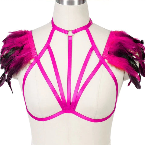 Feather Elastic Harness Rosa Forte